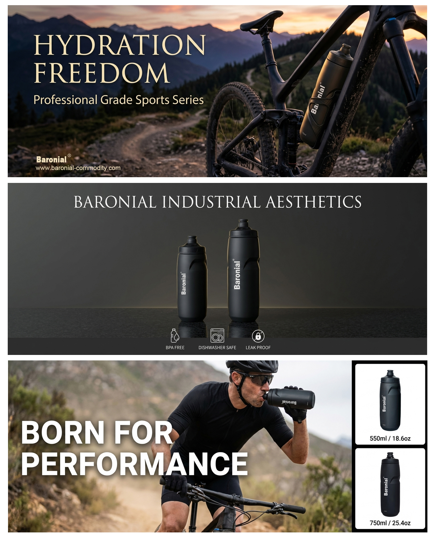 hiking cycling water bottle 550ml 750ml